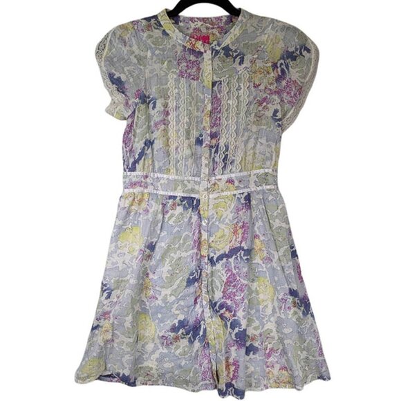 Free People Dress Womens 2 Top Floral Lined Button Up Boho Beach Party Peasant - Picture 1 of 14
